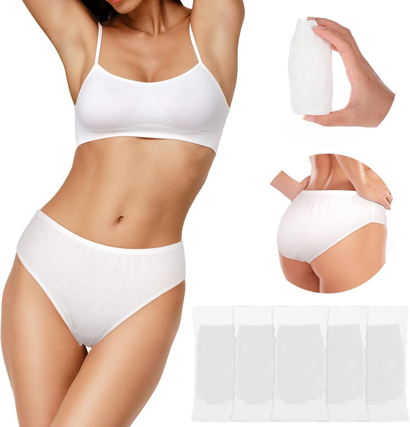 40 Pack Women'S Disposable Underwear Polyester Cotton Ladies Briefs Panties Women for Travel Hospital Postpartum (XL Size) White image number 6