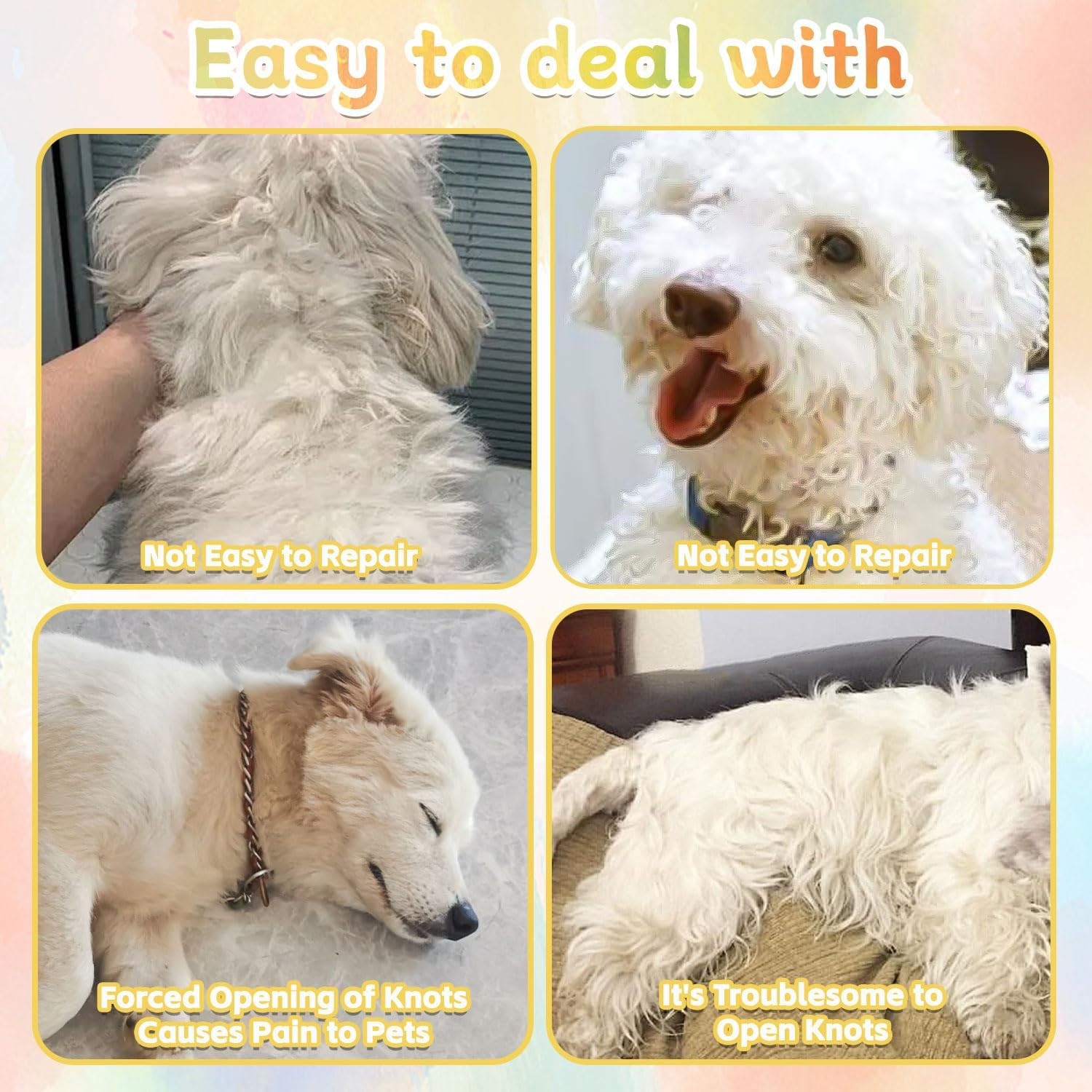 Pet Knotting Comb, Pack of 4 Cat Dematting Knives, Dematting Knife with Steel Blade, Knot Comb for Cats, Dematting Comb for Dogs, Knotting Comb Cats, for Removing Matted and Loose Hair image number 1