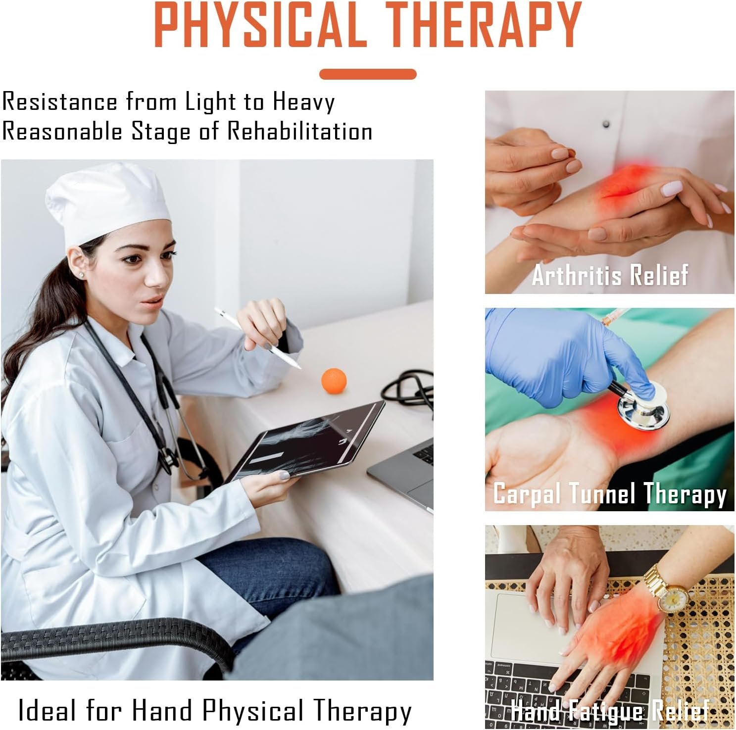 3 Pack Stress Balls for Adults, Squeeze Balls for Hand Therapy, Hand Strengthening Devices with Different Resistance Levels for Finger Forearm Wrist Exercise Relaxation and Pain Relief-1 image number 5