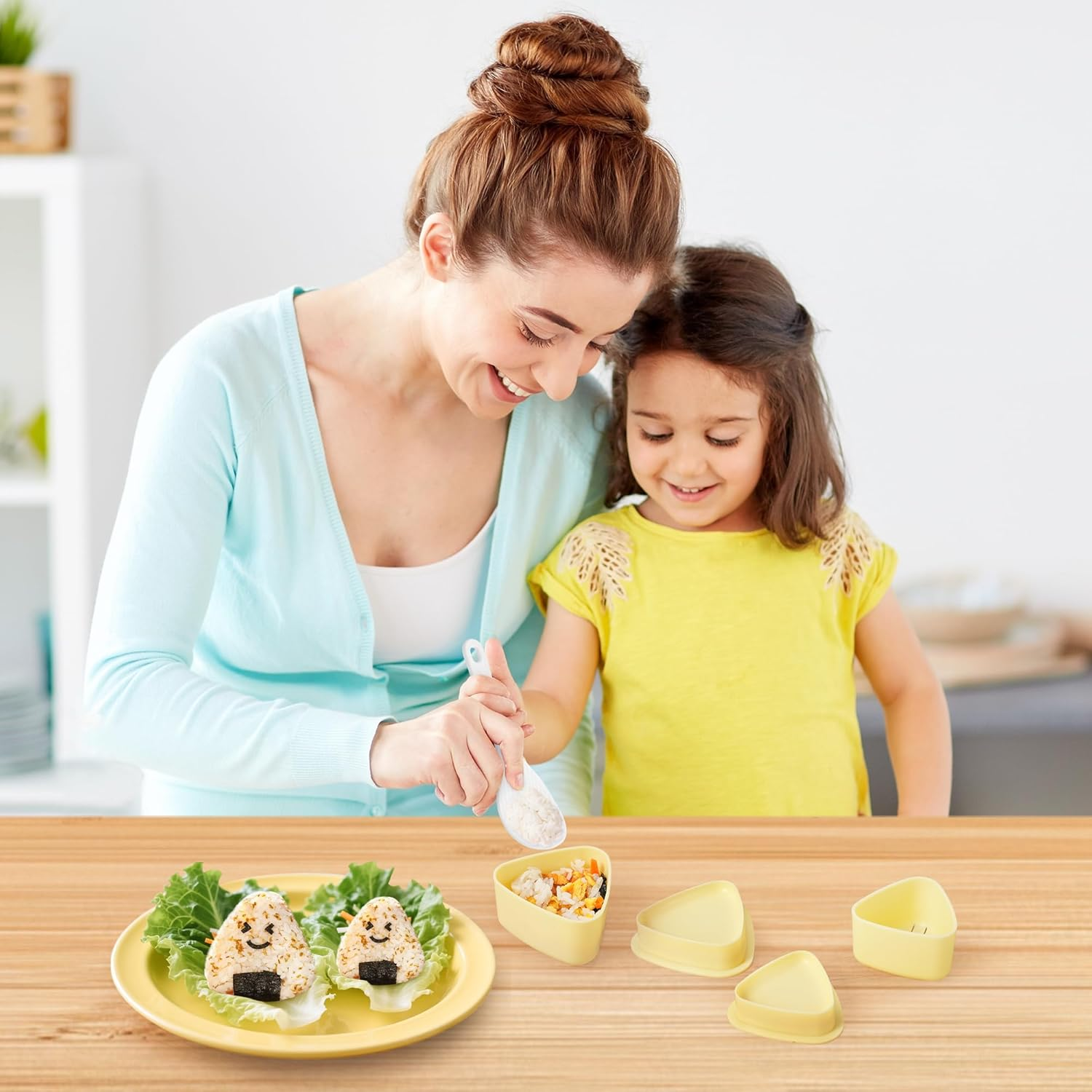 Onigiri Mold, 2 PCS Rice Ball Mold Maker Kit, Non Stick Classic Triangle Sushi Making Molds Kit for Japanese, Rice Ball Maker for Lunch Bento Home DIY image number 1