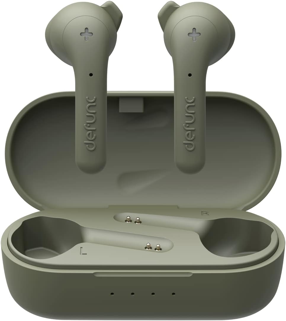 Defunc True Wireless Earbuds True Basic IPX4 Waterproof In-Ear Headphones 5.0 Bluetooth Stereo Headphones Built-In Microphone, Automatic One-Step Pairing, Long Playtime & Charging Case (Pink)