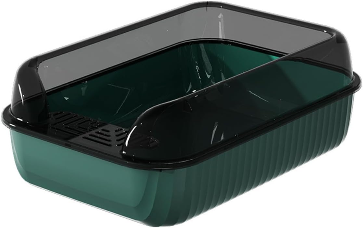 Deep Pan Large Cat Litter Box, Deep Pan Litter Pan, Spacious Size for Large Cats, Washable, BPA Free, 20 * 14In（Free Scoop） (Green)