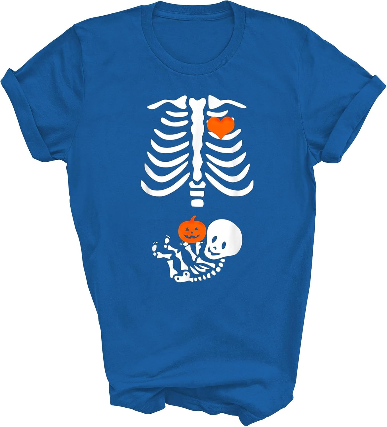 Halloween Skeleton Rib Cage Maternity Pregnant Pumpkin Unisex Shirt Men Women Gift image number 6
