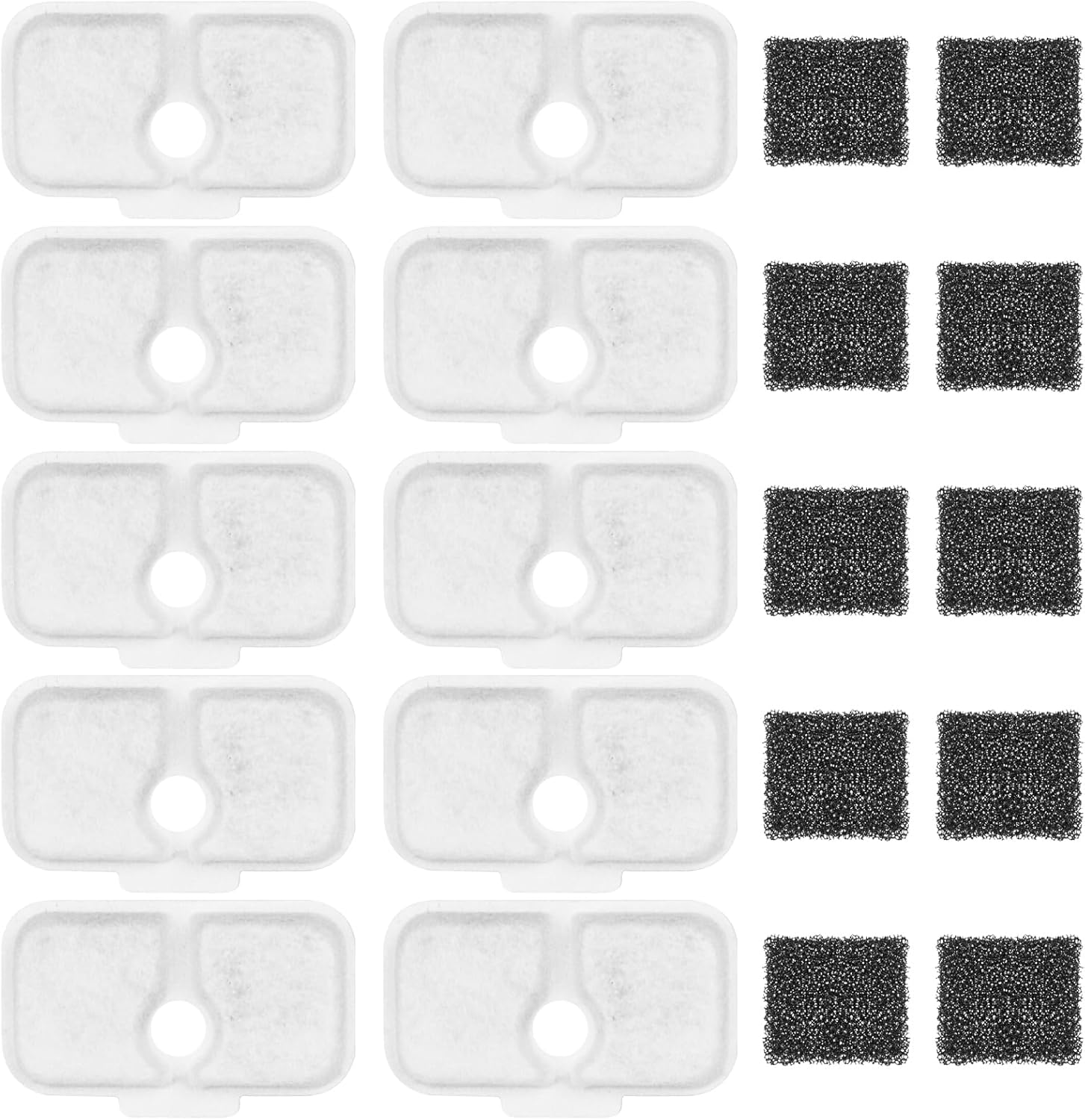 10 Pack Cat Water Fountain Filter Replacement, Compatible with PETLIBRO Dockstream 2.5L/84Oz Cat Water Fountain PLWF005/PLWF105/PLWF115/PLWF305, Quiet Cat Fountain Filters with 10 Pre-Filter Sponges