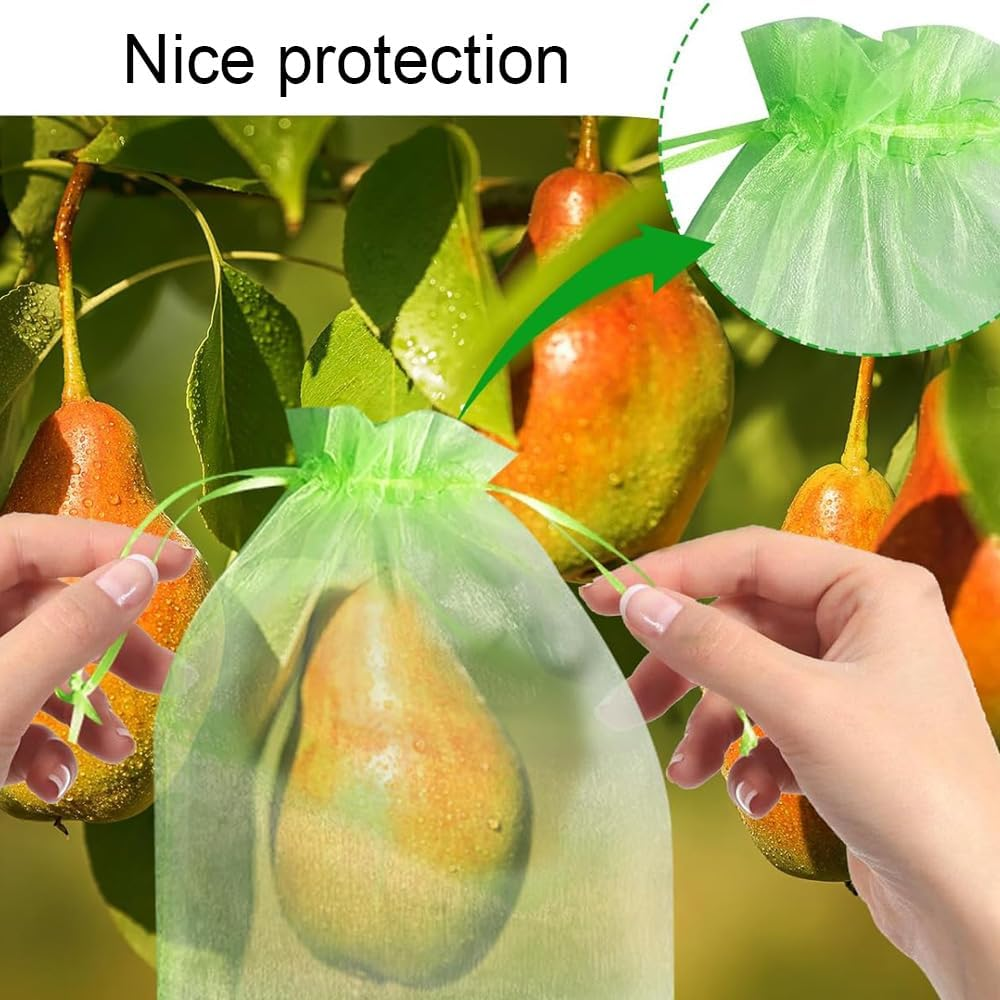 Fruit Protection with Drawstring 100Pcs, Mesh Fruit Protection Bag 15X20Cm, Mesh Garden Protection Bag, from Birds Squirrels image number 6