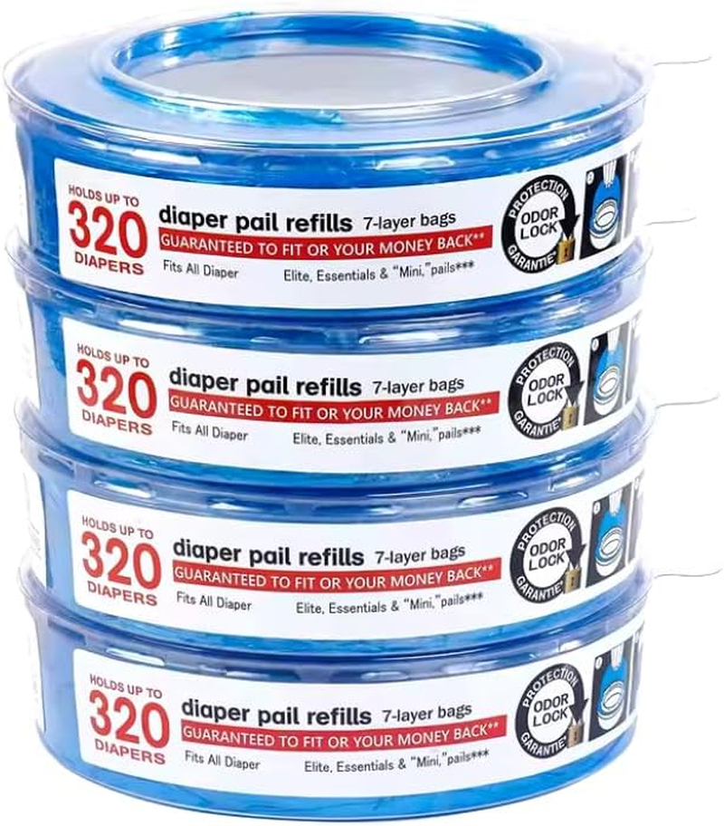 Refill Cassettes for Nappy Bins, Compatible with Angelcare - Odor-Sealing 7-Layer Film, Antimicrobial, Holds 320 Diapers - Fresh, Hygienic Disposal - Pack of 8 image number 2