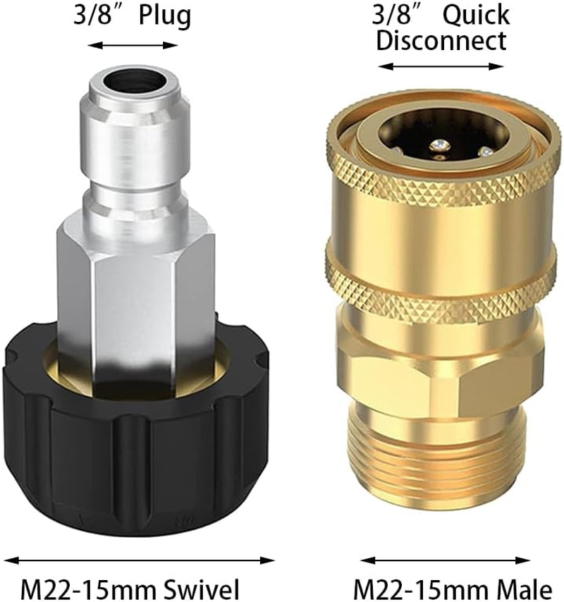 Pressure Washer Quick Connect Kit - 3/8 Inch Quick Release Adapter Set, M22-15 Conversion Connector for High-Pressure Washer Tools & Accessories