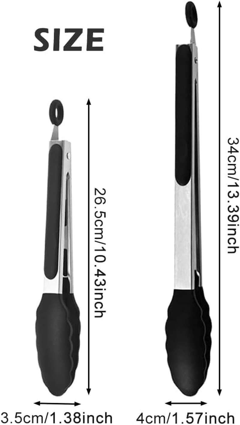2 Pack Silicone Kitchen Tongs for Cooking,26.5+34Cm Extra Long Large Stainless Steel BBQ Cooking Grilling Locking Food Tongs,Heat Resistant Tongs for Pans, Strong Grip, Grab Food, Toss Salad image number 5