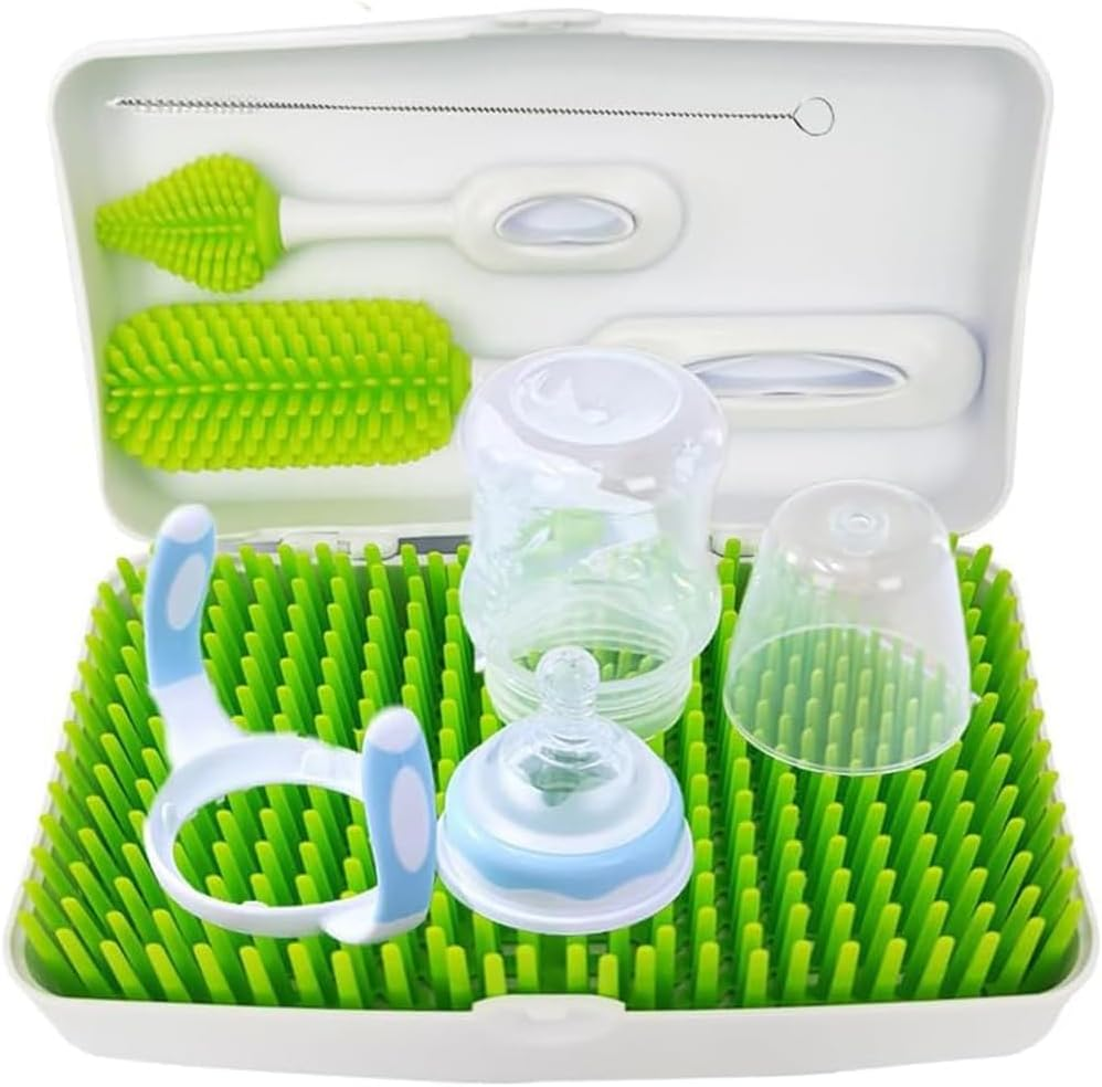 Portable Bottle Brush Set with Storage Box&Brush, Baby Bottle Drying Kit, Vertical Standing Bottle Dryer Rack Holder, Baby Bottle Cleaner Suitable for Cleaning Traveling image number 1