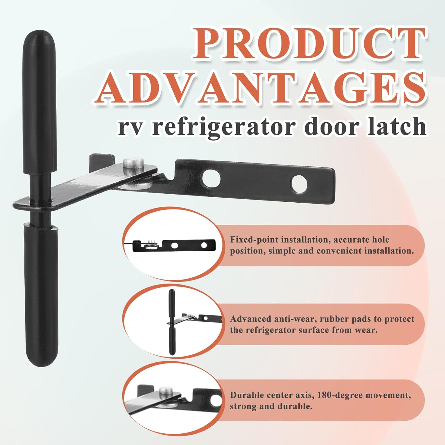 1 Pcs RV Refrigerator Door Latch Fridge Lock 1-3/16" Hole Spacing Furniture Parts Hardware Keeps Fridge Shut While Traveling image number 2