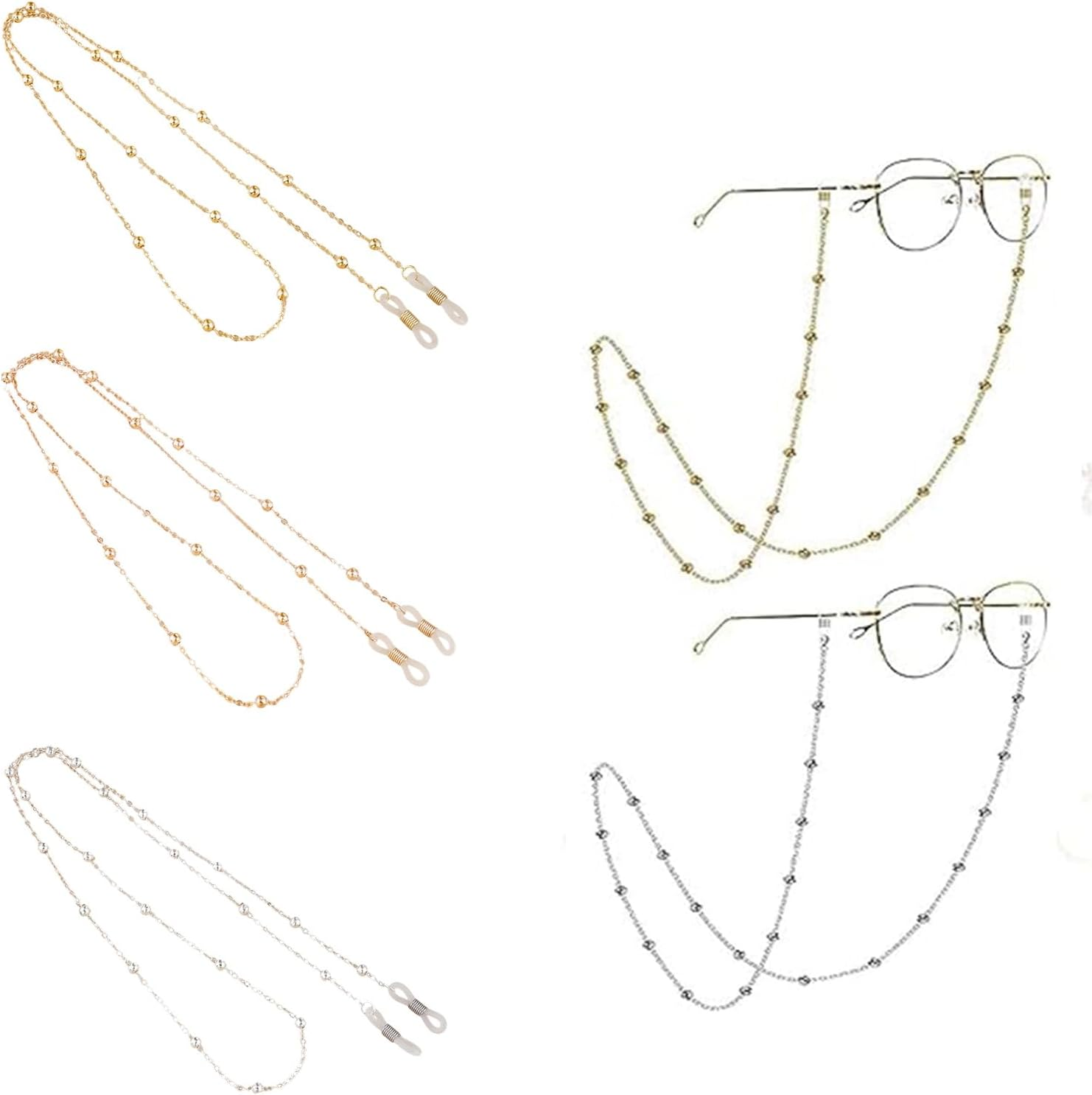 3 PCS Glasses Chain, Glasses Strap, Adjustable Eyeglass Holder for Women, Stylish Eyewear Retainer for Reading Glasses and Sunglasses, for Fashion Professionals image number 3