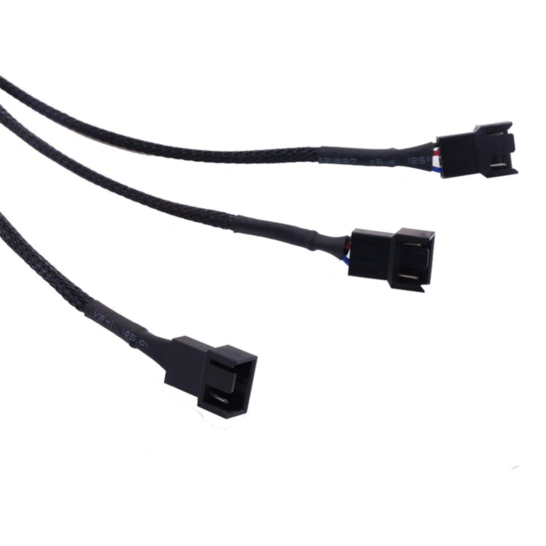 PWM Fan Splitter 4 Pin Fan Extension Power Cable Black Sleeved Braided 3 Way for Computer image number 4