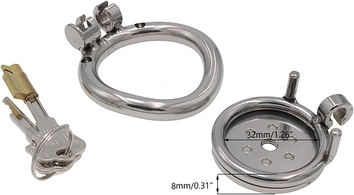 Flat Chastity Cage Metal Male Chastity Device Dark Lock Design Steel Cage for Men BDSM Bondage Cage Sex Toys for Couples (45Mm/1.77In) image number 6