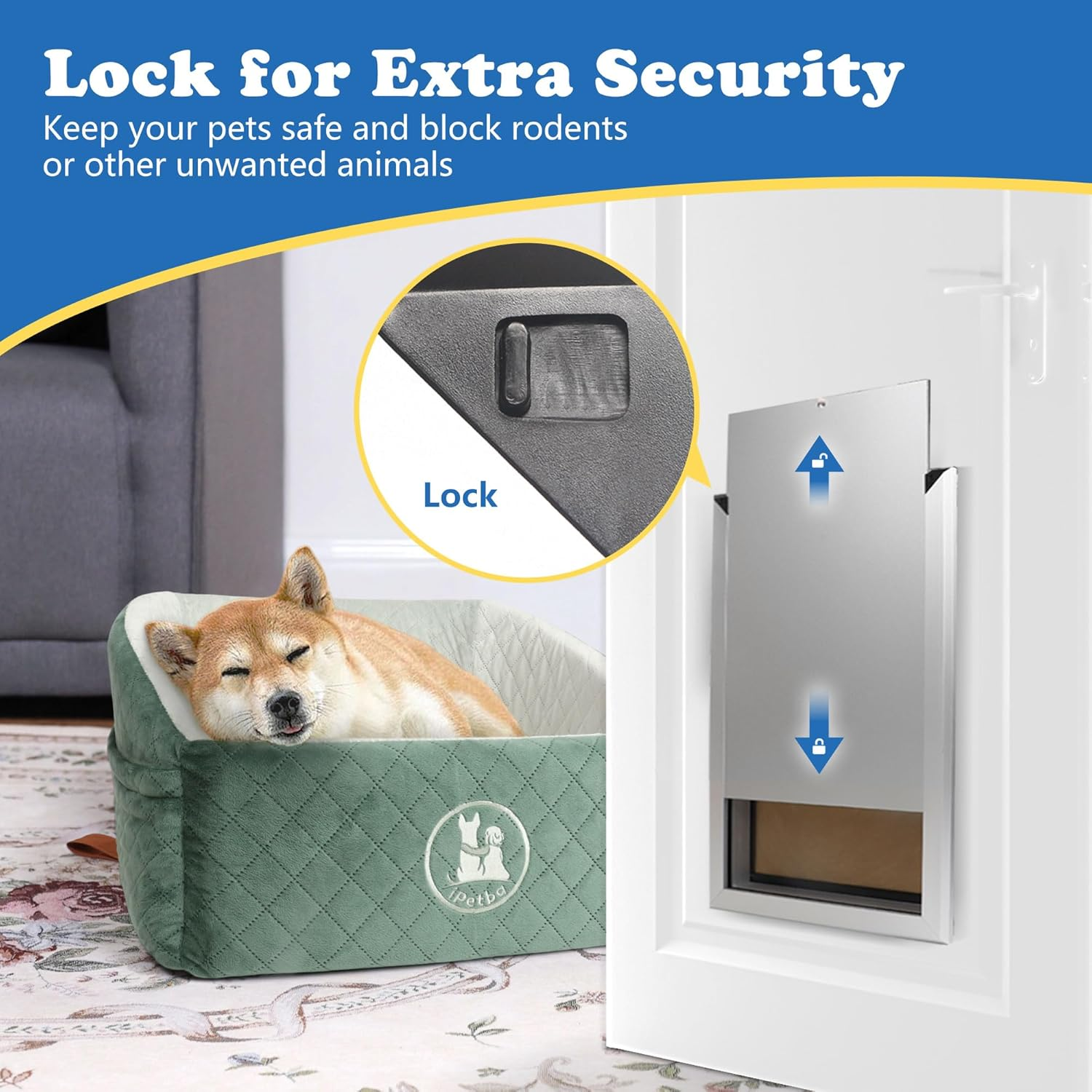 Large Dog Door for Door - Aluminum, Lockable for Safety, Easy in & Out, Extreme Weather Resistant, up to 110 Lbs image number 1