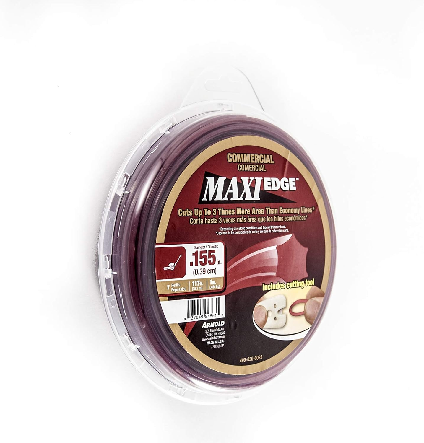 Arnold 490-030-0032 Maxi-Edge Commercial Grade String Trimmer Line with Cutting Tool, Universal Fit, 7 Refills, .155-Inch X 117-Feet - .065 Inch X 220 Feet image number 4