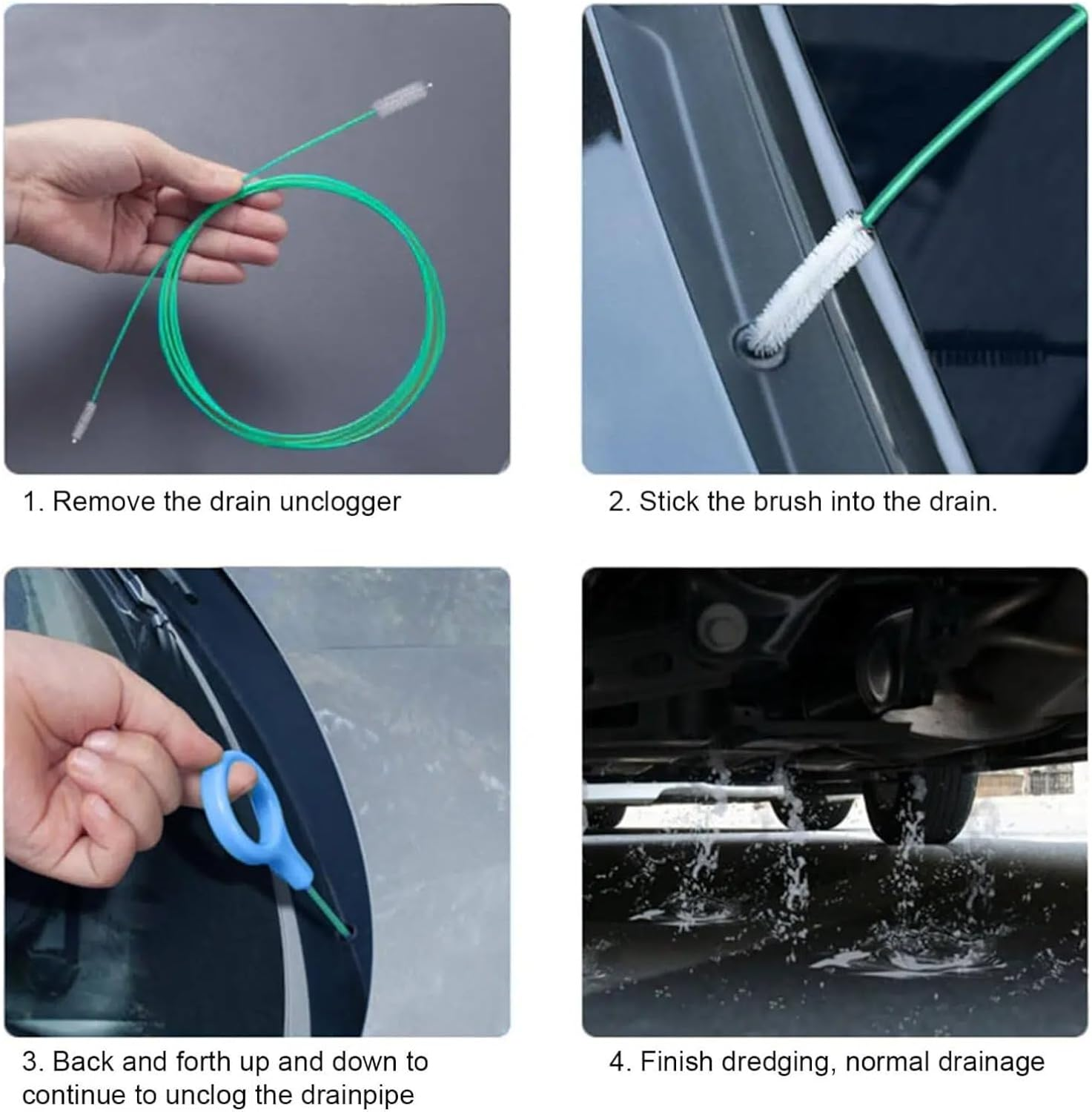 Poemtian Car Sunroof Drain Cleaning Tool, 118 Inch Long Flexible Pipe Cleaning Brush, Extra Long Car Cleaning Drain Cleaner, Suitable for Car Sunroofs and Windshield Wipers image number 4