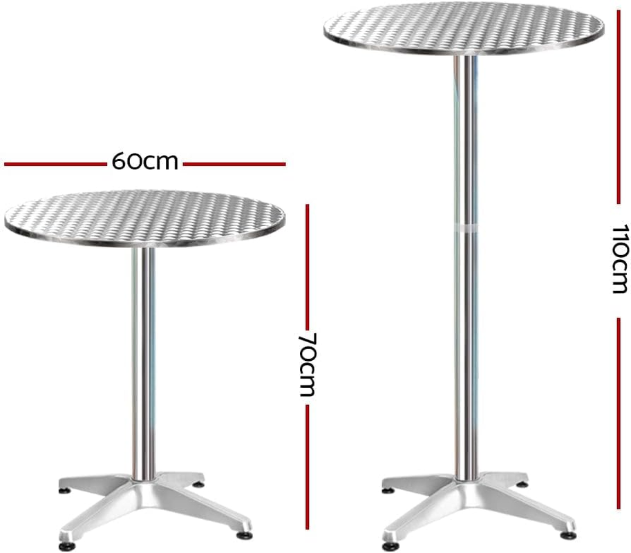 Gardeon 2Pcs Outdoor Bar Table Furniture Adjustable Aluminium Cafe Table Round image number 4