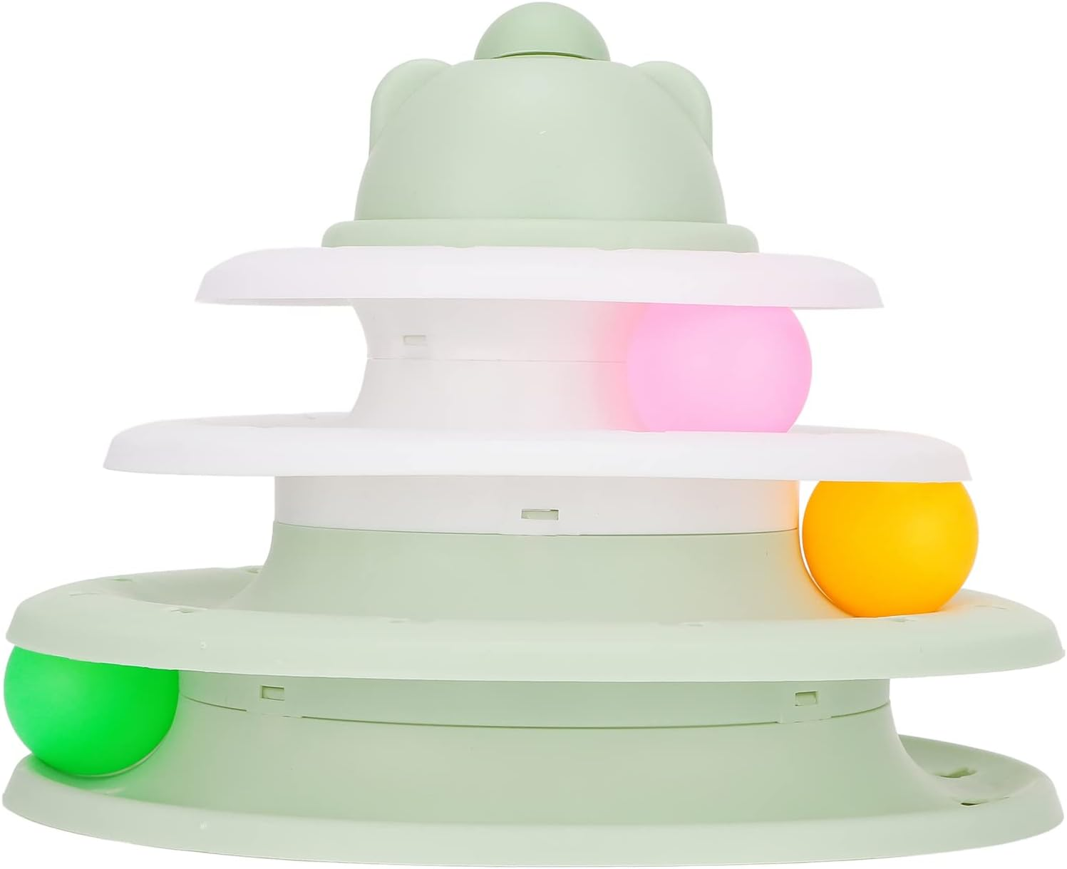 Cat Track Turntable Toy, Kitten Puzzle Tower Toy with 3 Balls, 3 Level Plastic Turntable Prevent Slip Interactive Rolling Ball Kitten Chase Track for Exercise and Stimulation image number 6