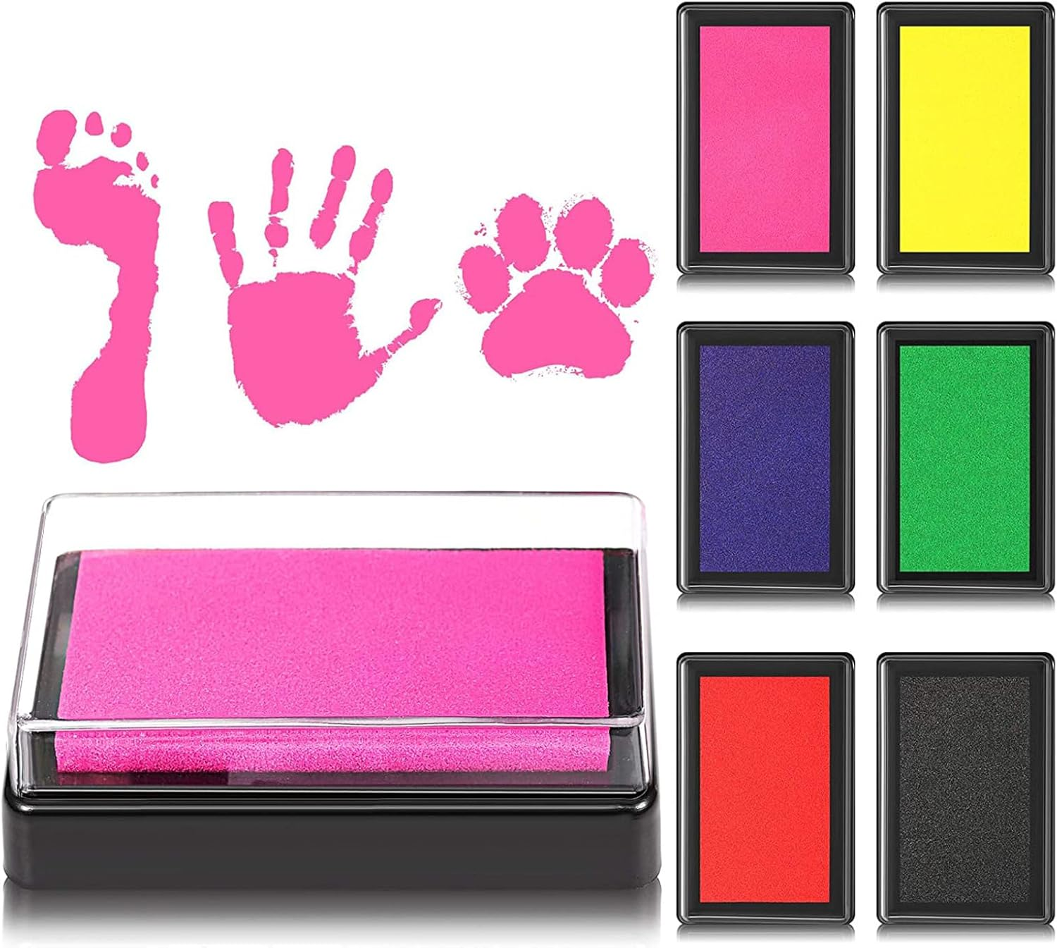 6 Reusable Baby Ink Pads, Footpri Ink Pads, Handpri Footpri Mud, Te Impressive Commemorative S for Boys and Girls, Non and Acid Ink, Easy to Wipe and Clean Skin 6Color image number 6