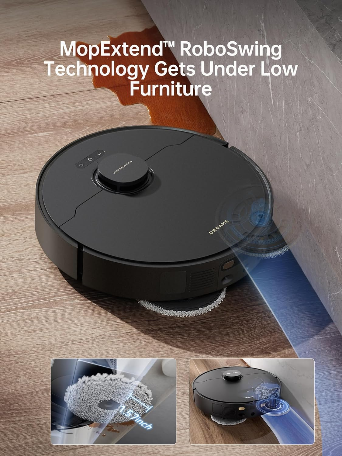 Dreame X40 Ultra Robotic Vacuum with Removable & Liftable Mop, 12,000Pa Suction, Sidebrush Extensive Cleaning, Hot Water Mop&Washboard Self Cleaning image number 6