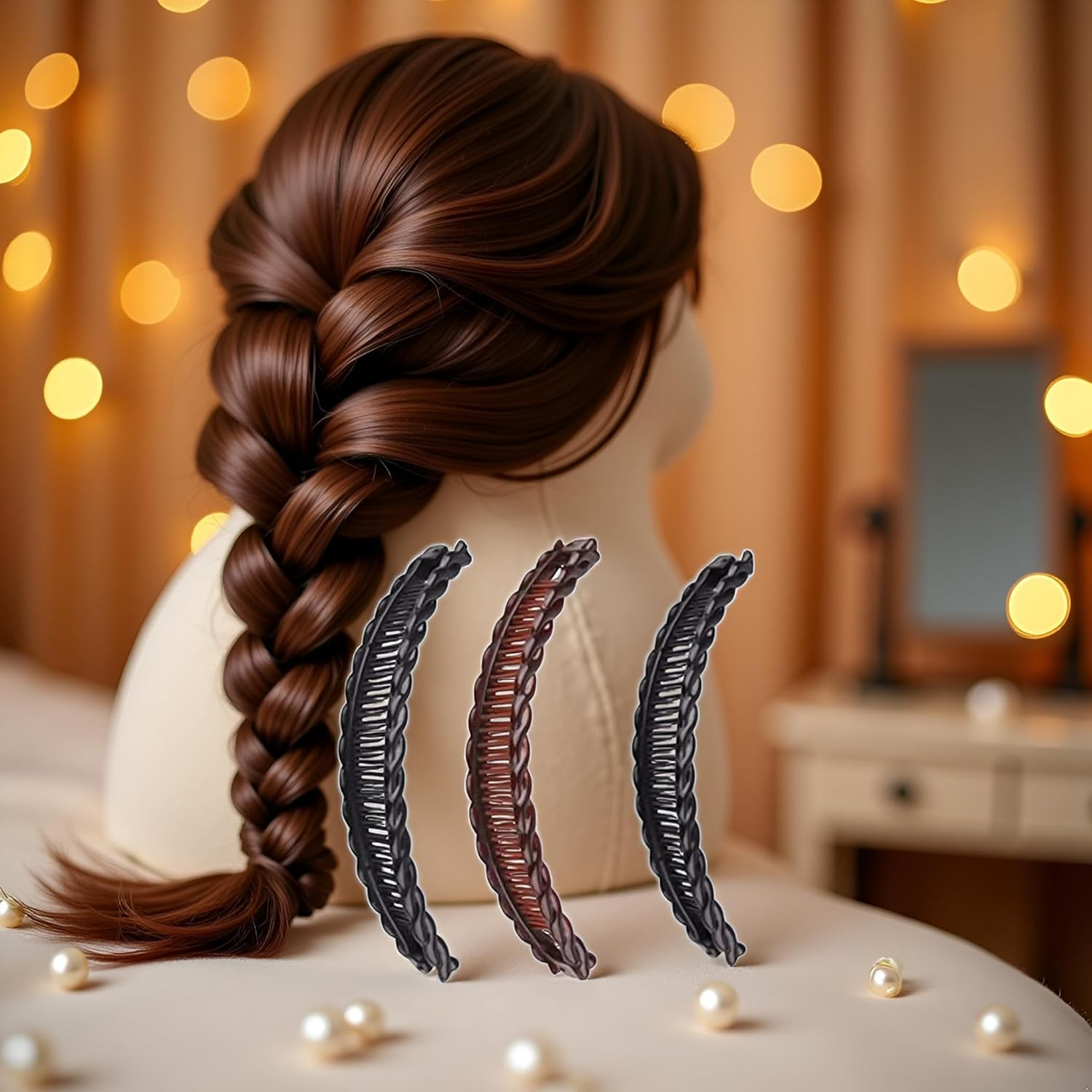 3Pcs Two Black and One Brown Tort Banana Clips Fish Clips Vintage Clincher Combs Tool for Thick Curly Hair Accessories Long Hair Clips Banana Hair Comb Fish Grip Slide Hair Clips Claws Set for Women image number 6