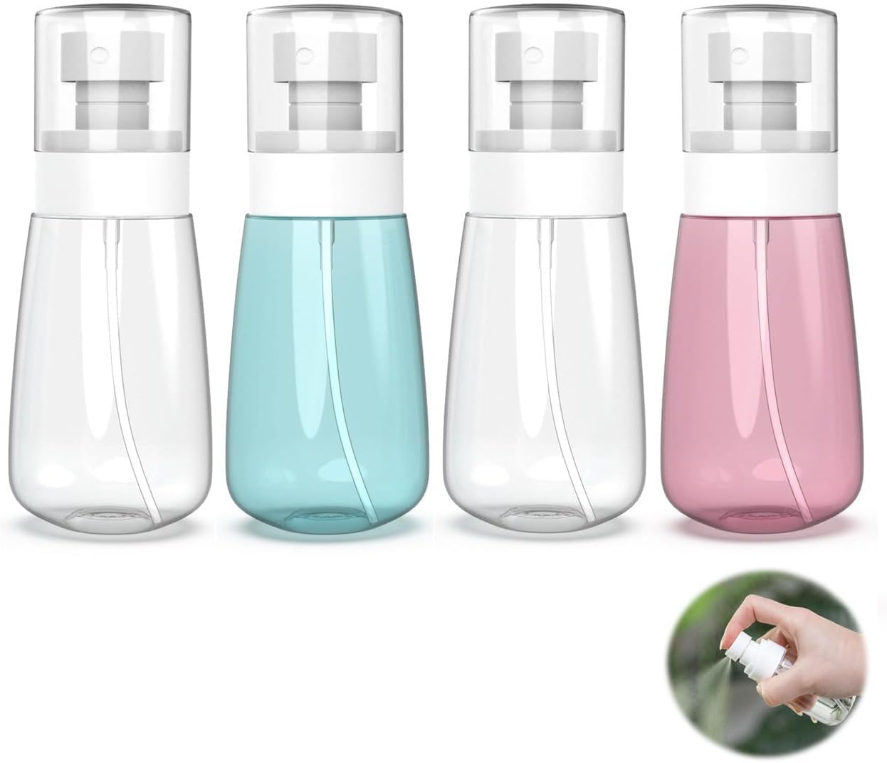 Small Travel Size Spray Bottles 2Oz/60Ml - Fine Mist Mini Empty Bottles - Leak Proof for Toners, Face & Hair Mist (4 * 60Ml)