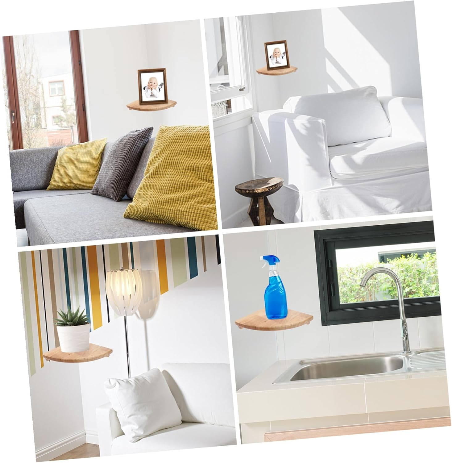 TEHAUX Fan Shaped Wall Shelf Corner Rack Floating Storage for Kitchen Bedroom Living Home Decor image number 4