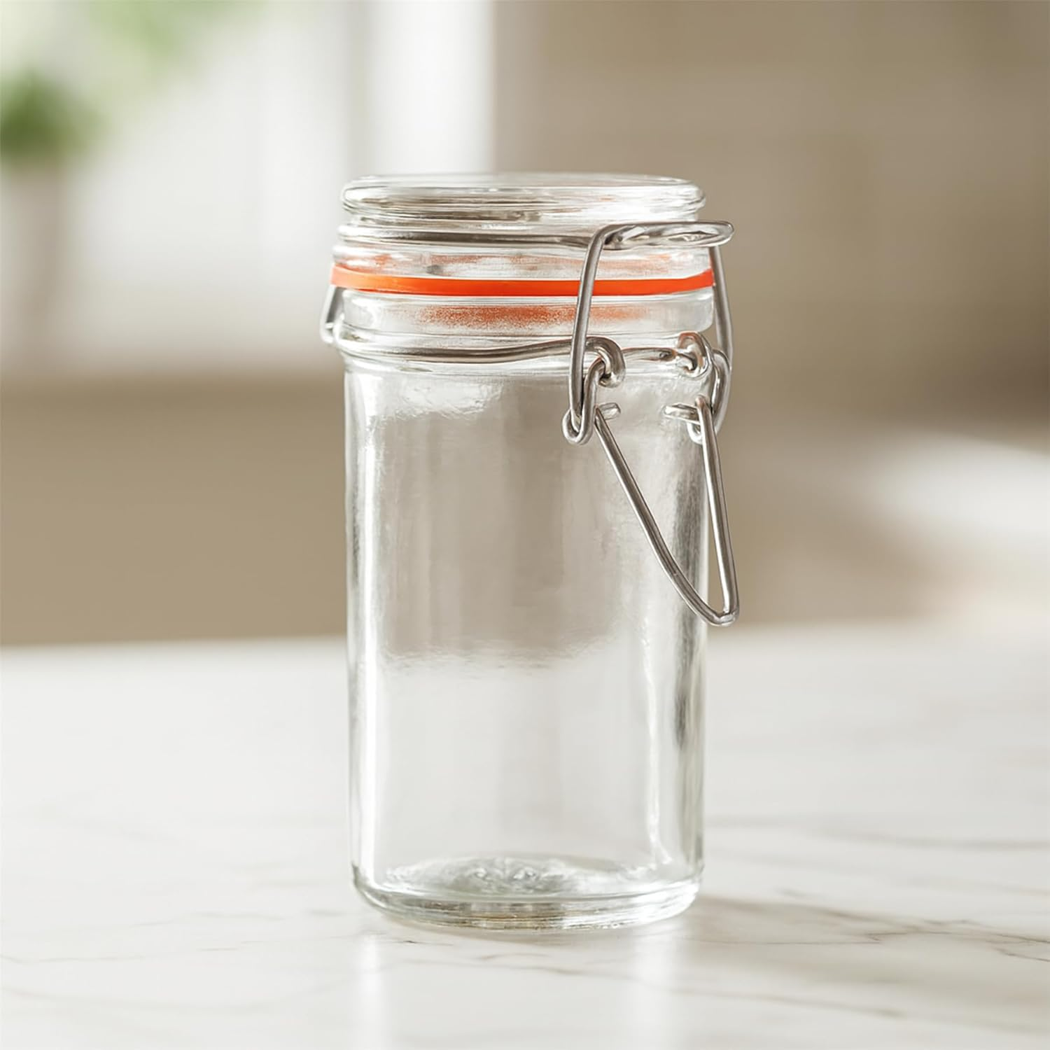 Argon Tableware Glass Spice Jars with Airtight Metal Clip Lid - 70Ml/2.5Oz - 3 Pack - 4 Colour Seals - Small Kitchen Storage Container round Preserving Jar for Spice, Seasoning image number 1