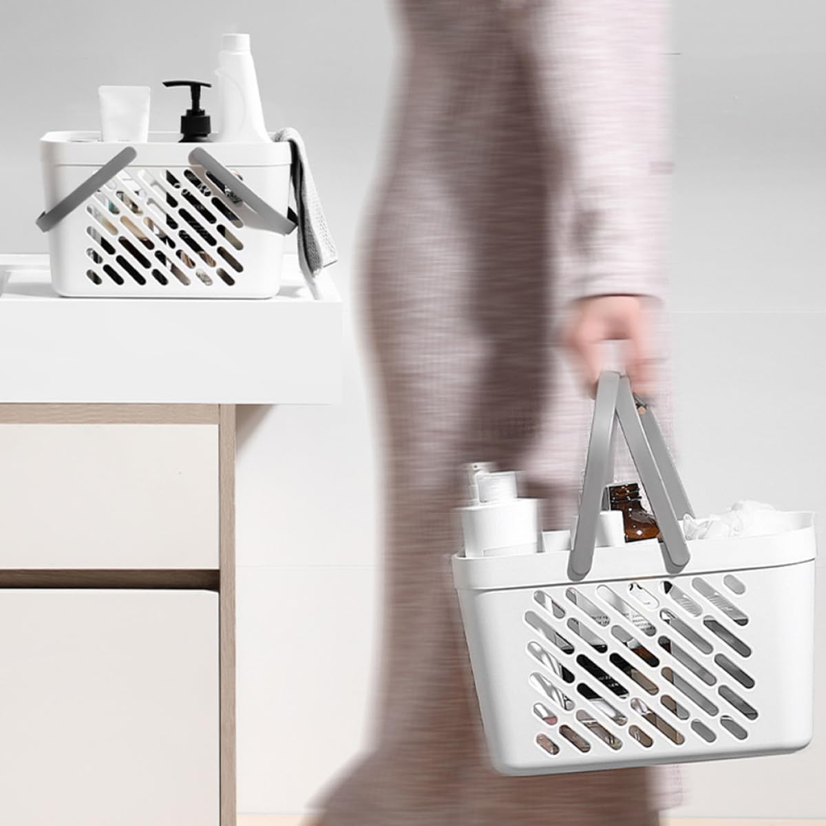 LABRIMP Plastic Storage Basket Small Plastic Bin for Home Organization and Storage White image number 5