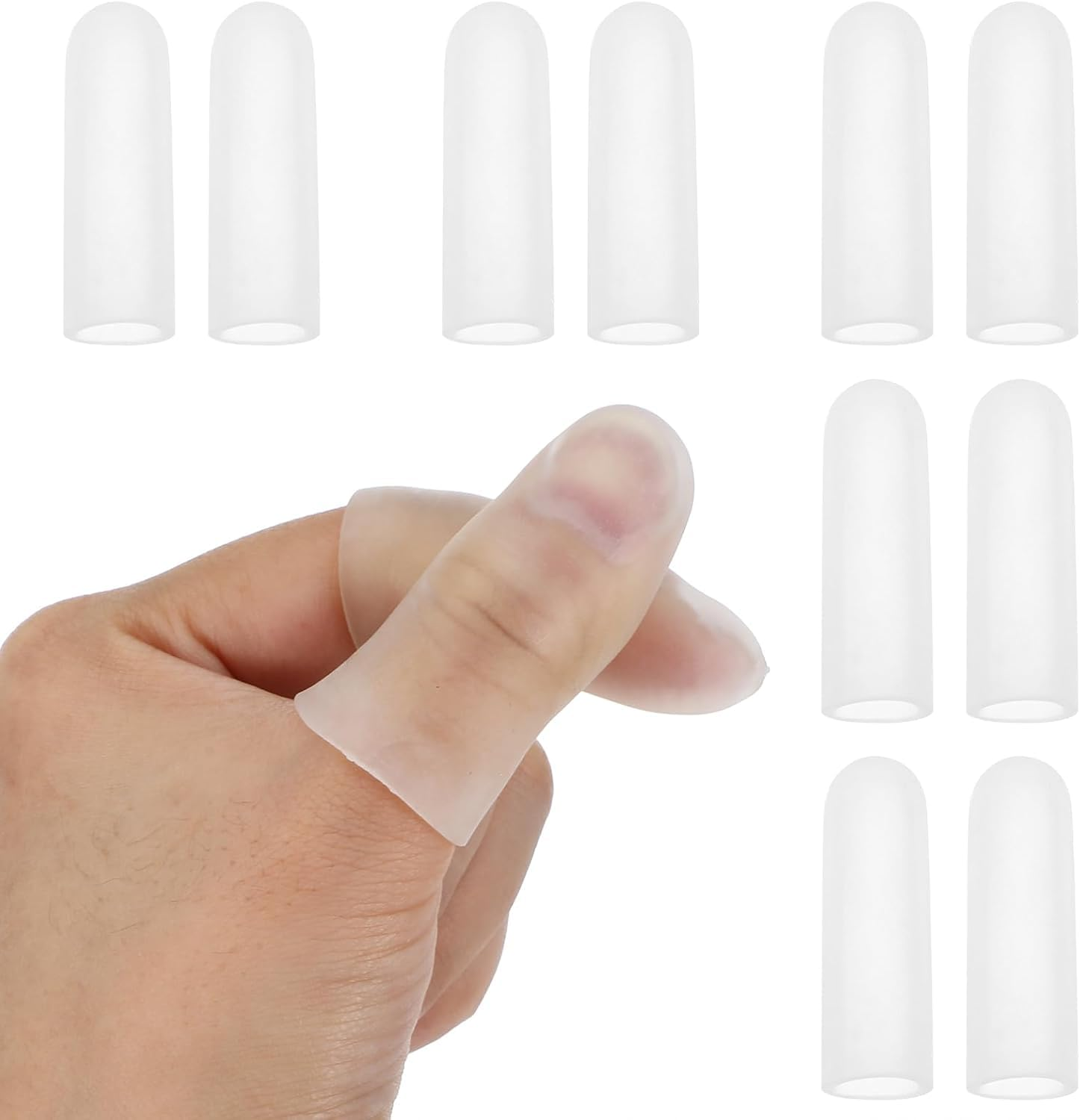 Gel Finger Cots, 14 Pieces Silicone Finger Protectors, Fingertip,Cracked Fingertip Treatment,Thumb Protector Covers for Hand Eczema Finger Arthritis image number 6