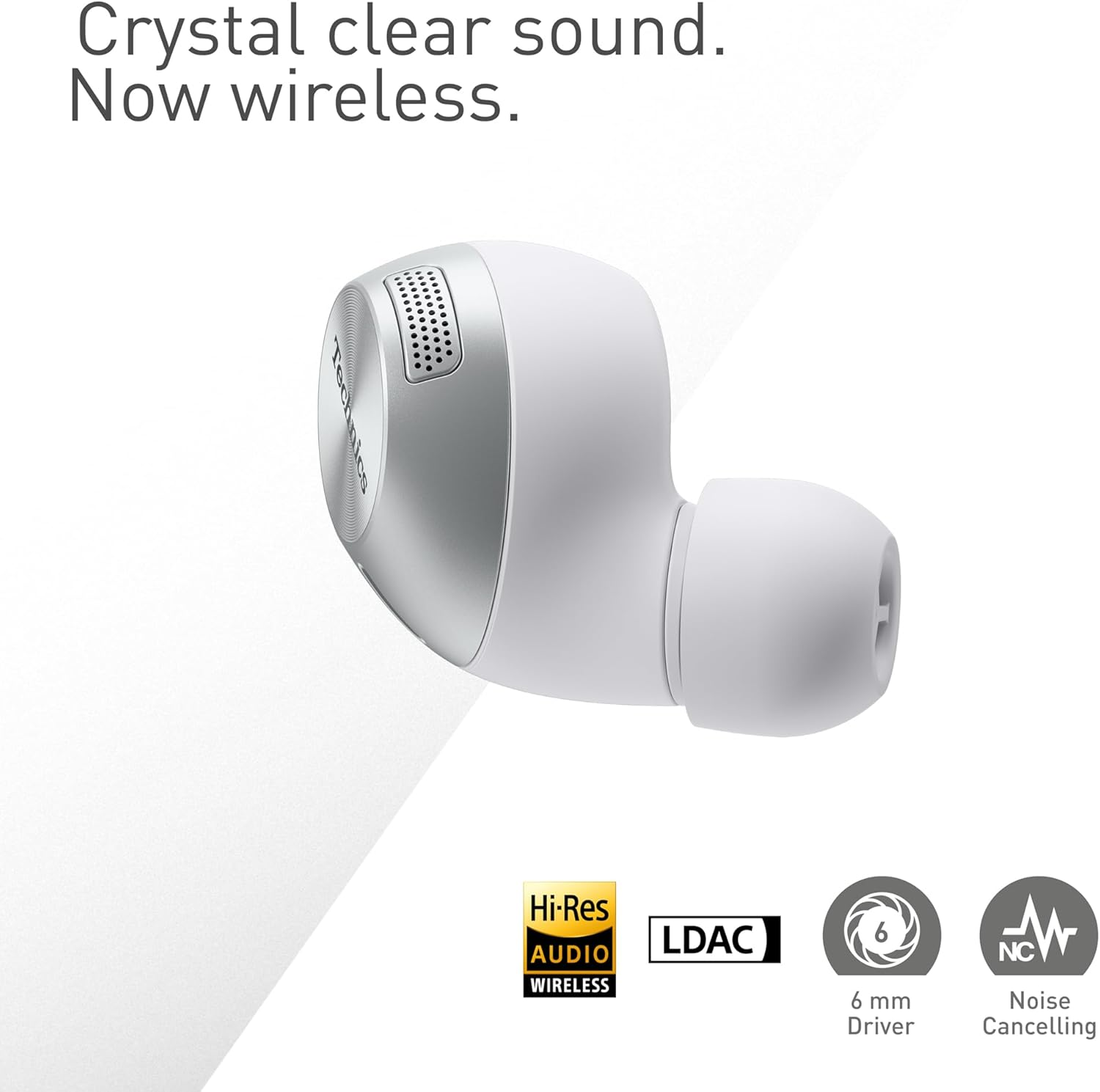 Technics AZ40M2 True Wireless Bluetooth Earbuds with Active Noise Cancellation, Multipoint Connection, Mic, and up to 5.5 Hours Play Time, Silver(Eah-Az40M2Es)