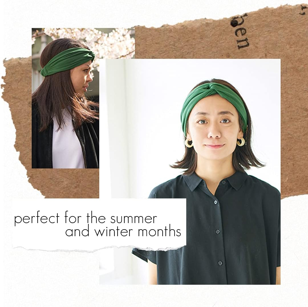 CHARM Womens Twist Turban Headband - Fashion Head Wrap Hairband Knot Hair Scarf Black