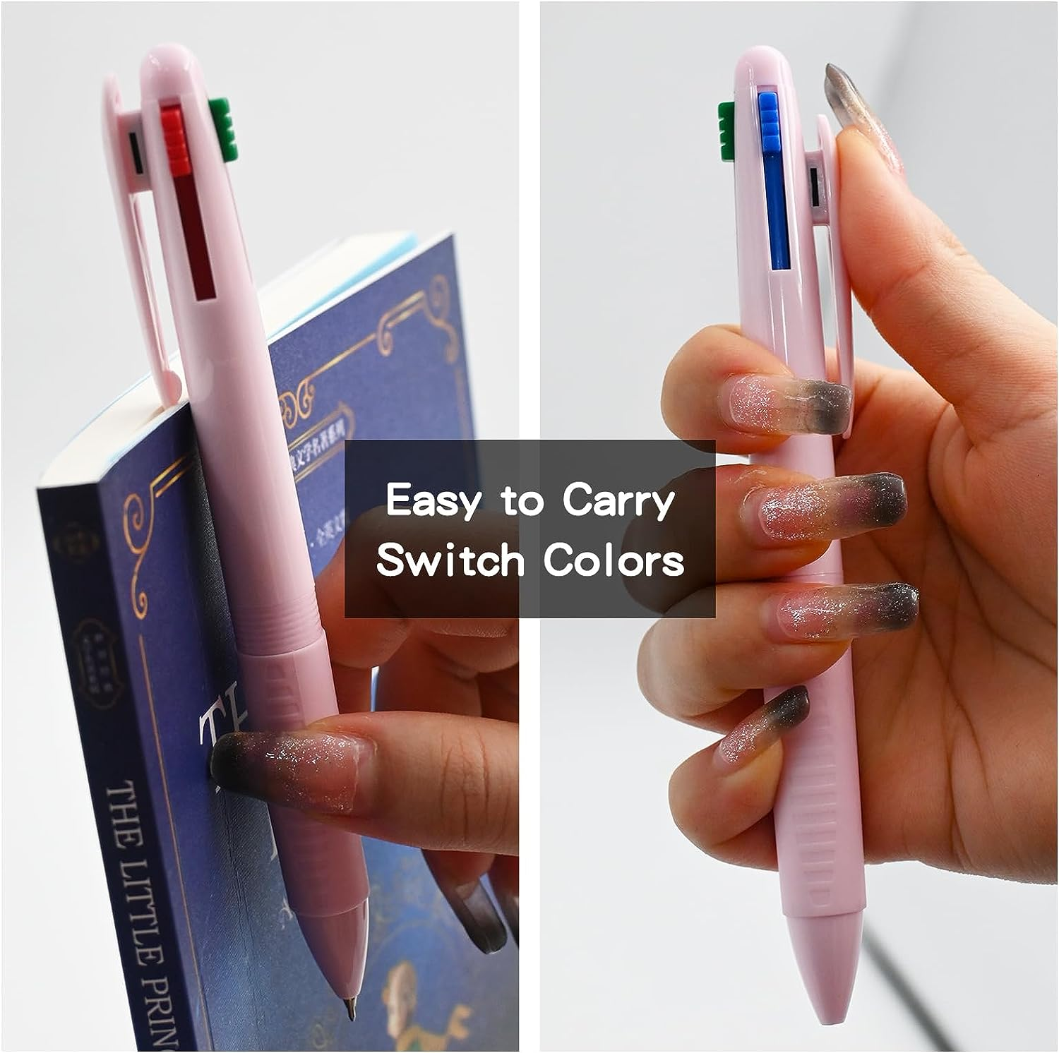 12 PCS Multicolor Ballpoint Pen Set, 4 Colour Retractable Ball Pens, 4 In-1 Pen Multi Colored, Colored Pens Medium Point for Nurse Planner Students Gifts, Pastel Gel Ink Pens Smooth Writing image number 4