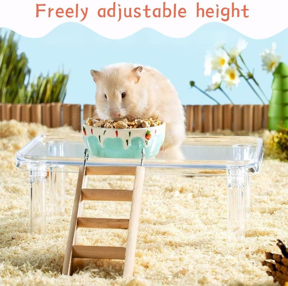2 Sets Hamster Platform Cage Accessories, Small Pet Plastic Transparent Stand, Suitable for Gerbils, Mice, Chinchillas, Degus and Other Small Pets (Transparent) image number 5