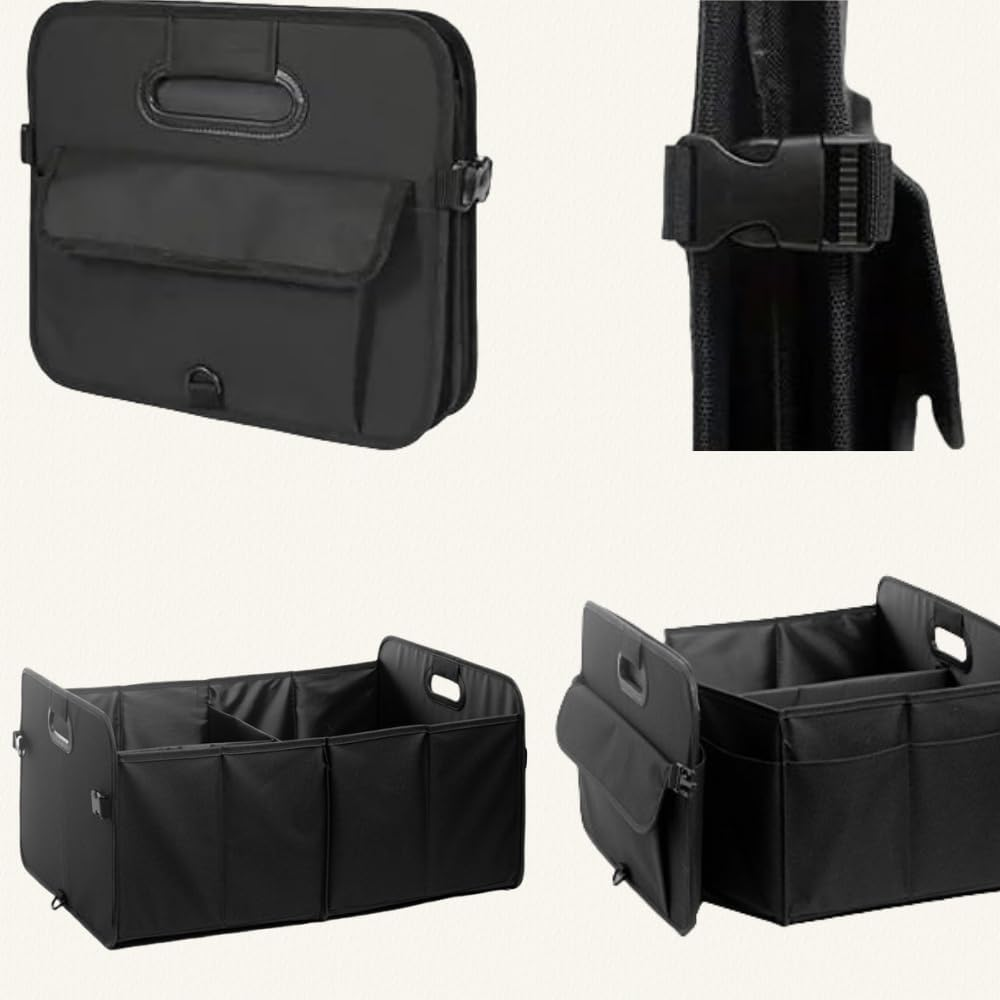 Naisfei Car Storage Box, Car Trunk Organiser Cargo Storage, Foldable Waterproof Oxford Cloth Multi-Compartment Trunk Organizer, Adjustable Straps for Car Storage(21.6 X 12.6 X 12.6 Inches) image number 1