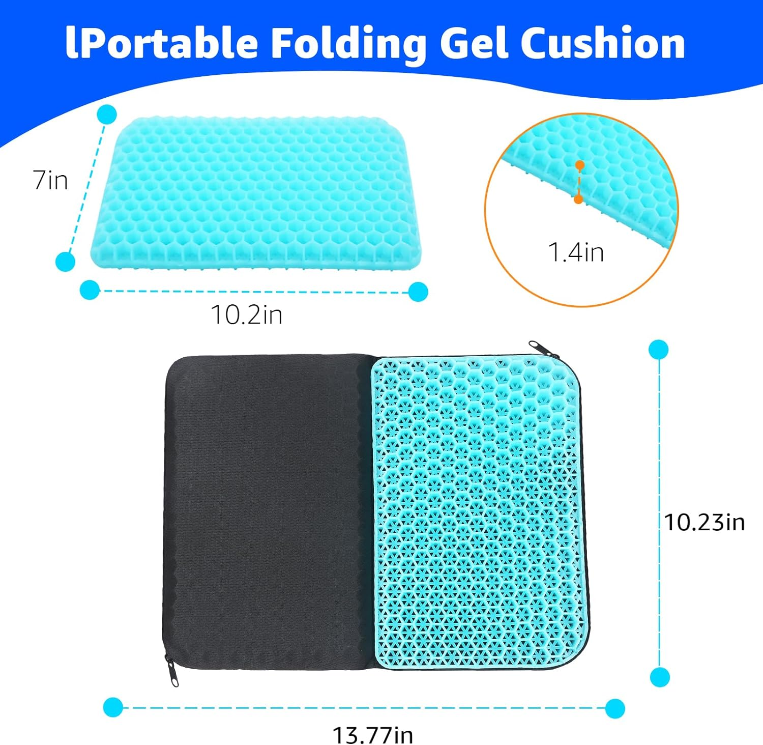 Ketimos Gel Travel Seat Cushion &ndash; Portable Airplane Seat Cushion &ndash; Foldable Cushion for Airplane Seats, Camping, Bleachers, Flights, Commute image number 1