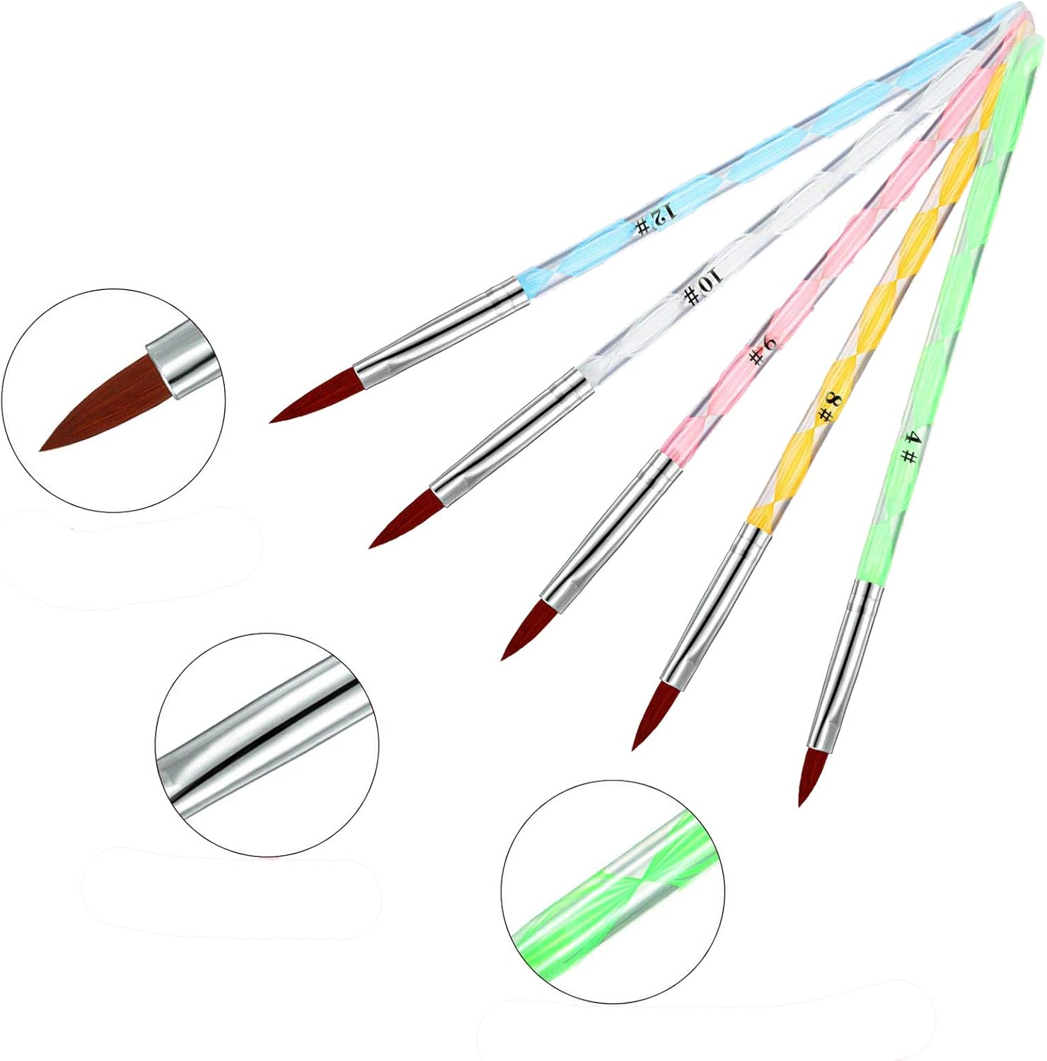 5 Pieces Nail Painting Brushes UV Nails Art Drawing Builder Pen Brush