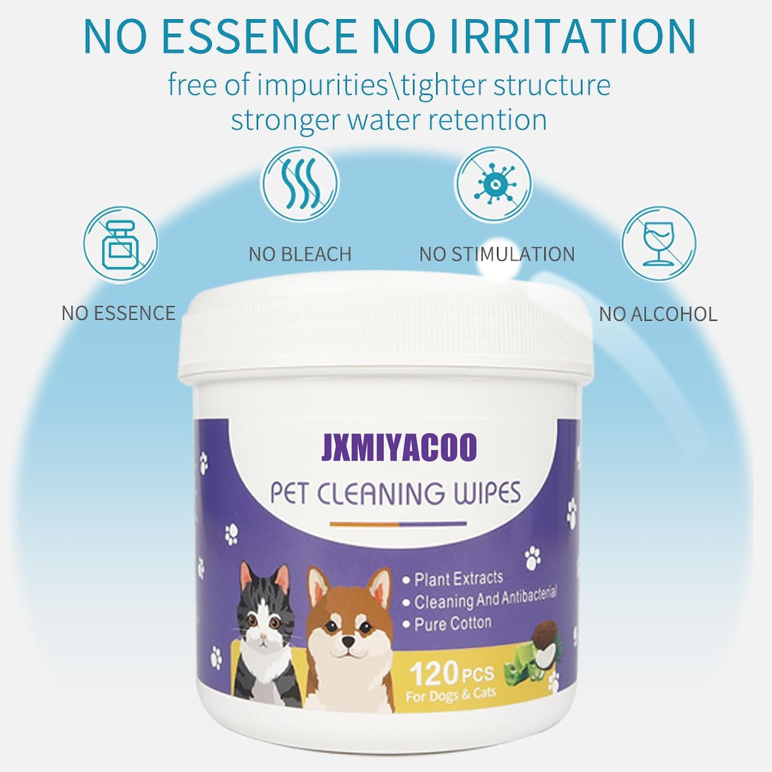 Pet Eye Wipes for Dogs & Cats - Tear Stain Remover & Cat Eye Cleaner | 120Psc 280G Hypoallergenic Biodegradable Pads with Coconut Oil & Aloe Vera | Dog Eye Pads, Lick-Safe Formula image number 2