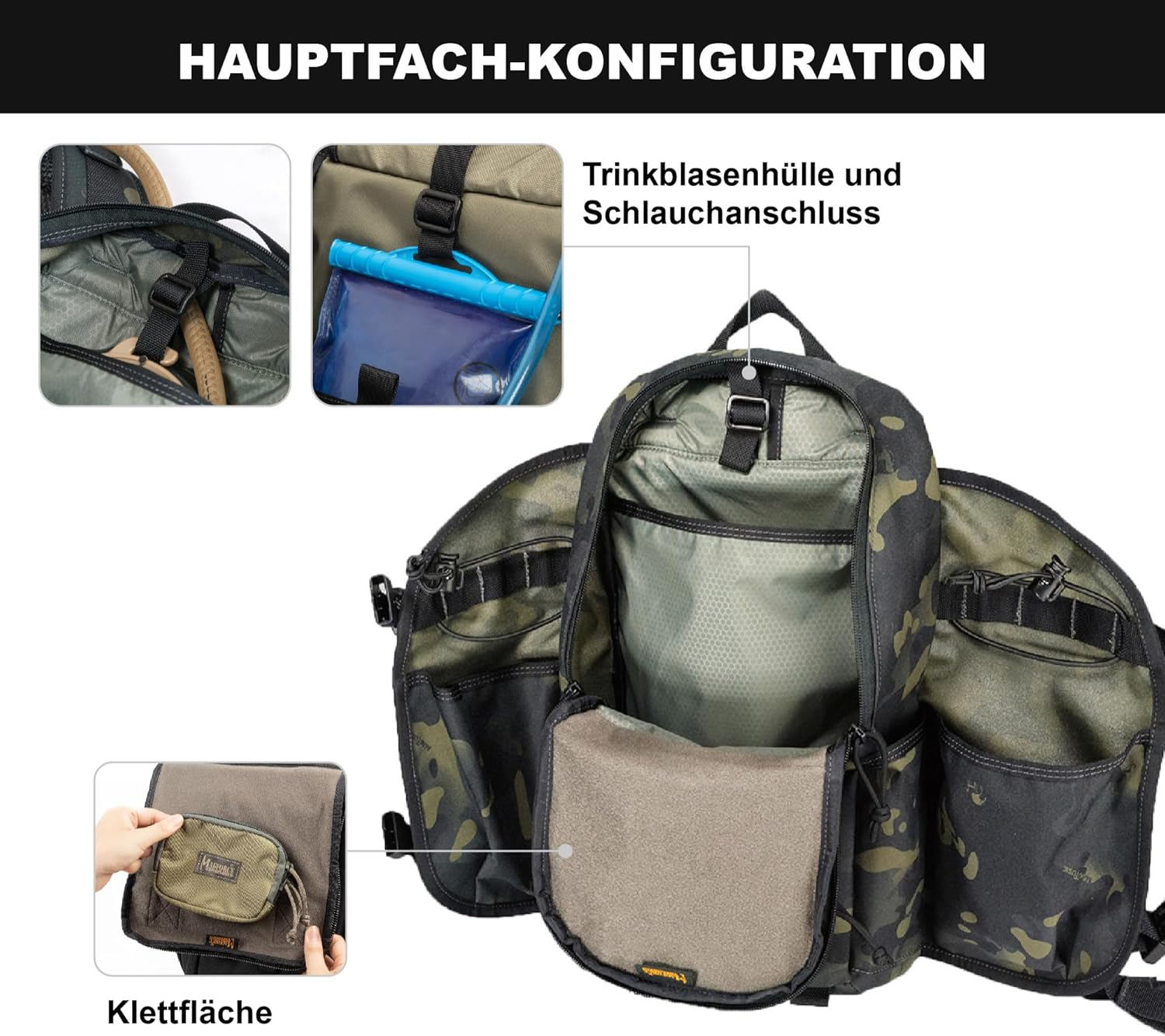 Magforce Hiking Backpack Task Force Lightweight Travel Backpack 500D Nylon Outdoor Backpack with Large Capacity, Wide Opening, Multiple Compartments and Zipper image number 5