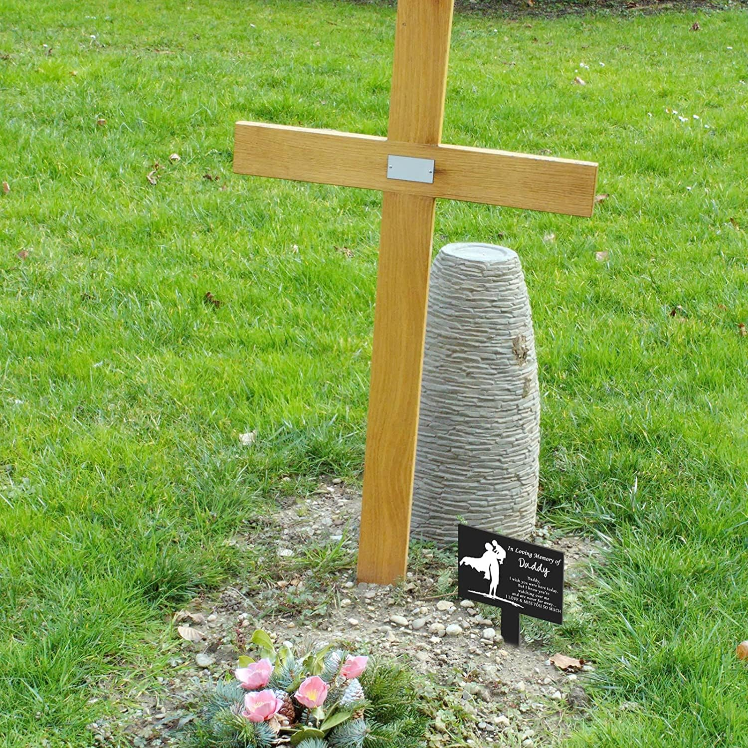 Cemetery Decorations for Grave Metal Grave Memorial Decorations Stake Plaque Grave Markers Outdoor Waterproof for Dad(Memory of Daddy) image number 5