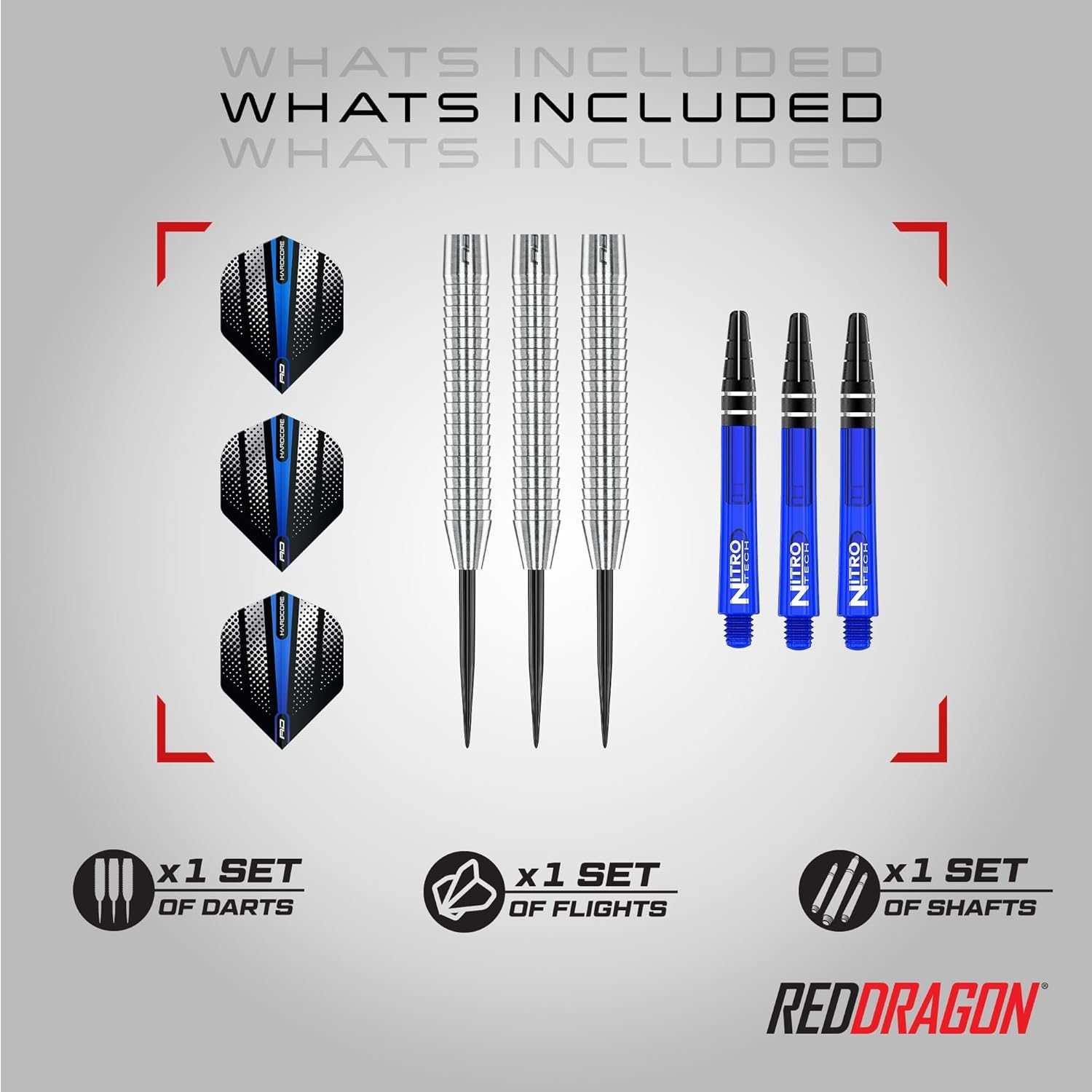 RED DRAGON Razor Edge Original Tungsten Professional Darts Set with Flights and Nitrotech Shafts (Stems) image number 1