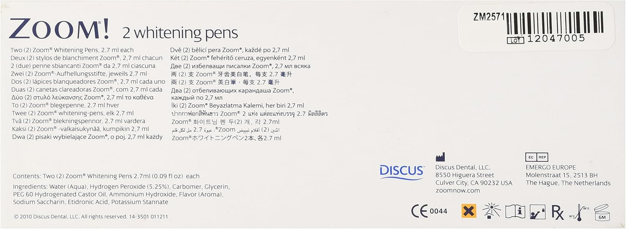 ZOOM WHITENING PENS (TOTAL 2 PENS) PEN BLEACH TOOTH NEW PACK