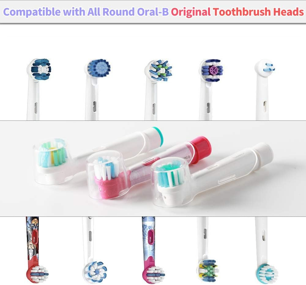 Electric Toothbrush Travel Case for Oral-B Toothbrushes - 4 Pcs Toothbrush Head Covers Compatible with Oral B Electric Toothbrush Heads (Pink) image number 4