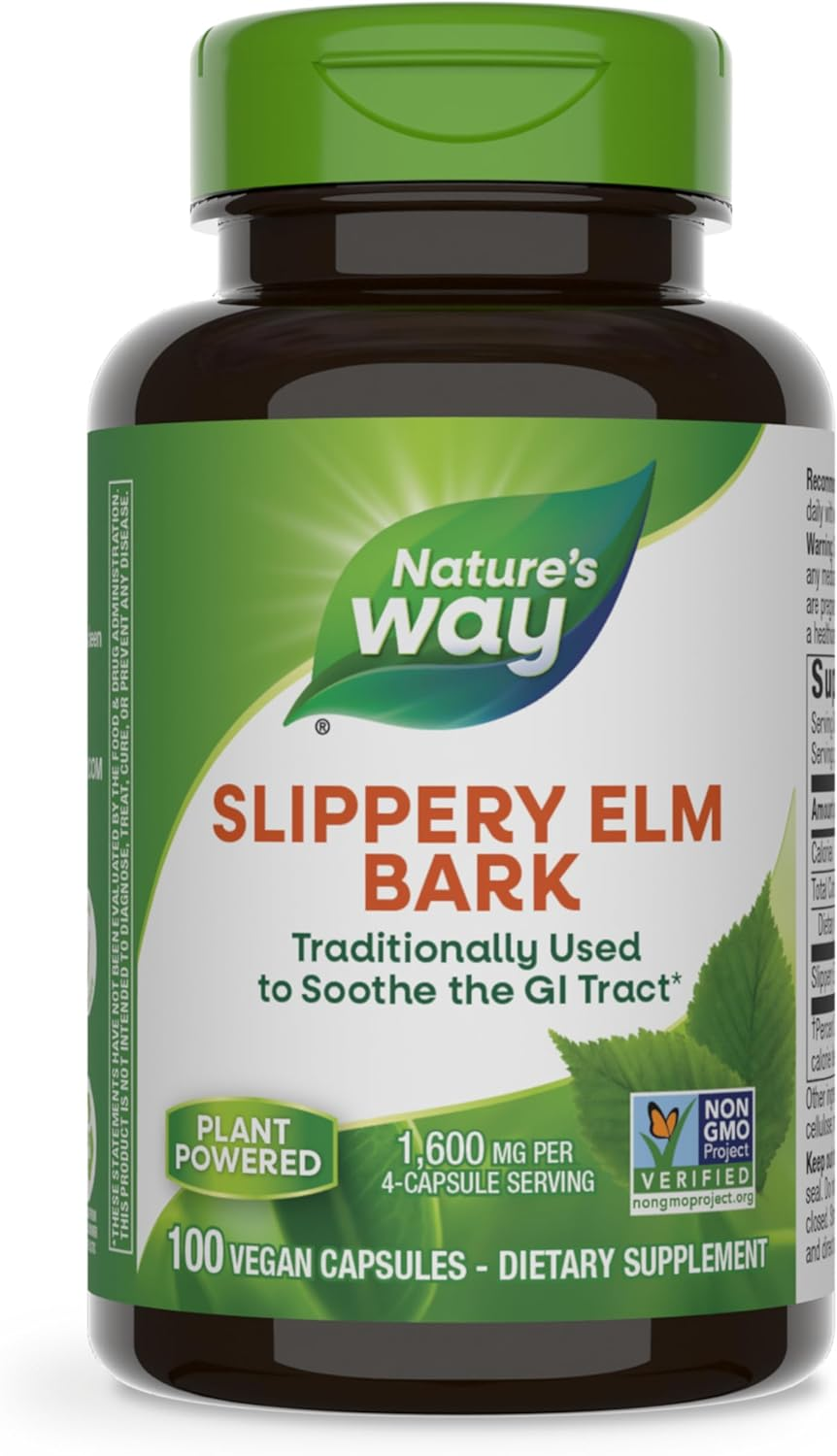 Nature'S Way Slippery Elm Bark, 400 Mg, 100 Capsules image number 2