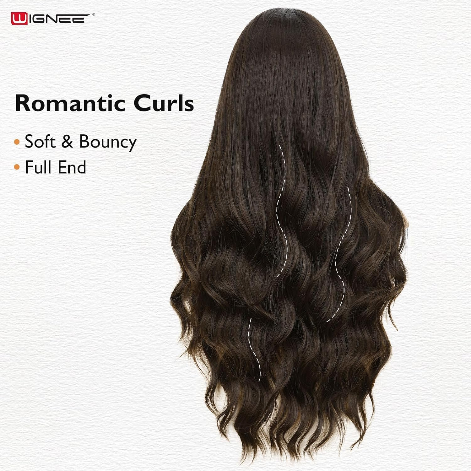 Long Wavy Wig Middle Parting Dark Brown 26 Inch Long Brown Wigs for White Women Brown Hair Wig Natural Looking Long Wigs For