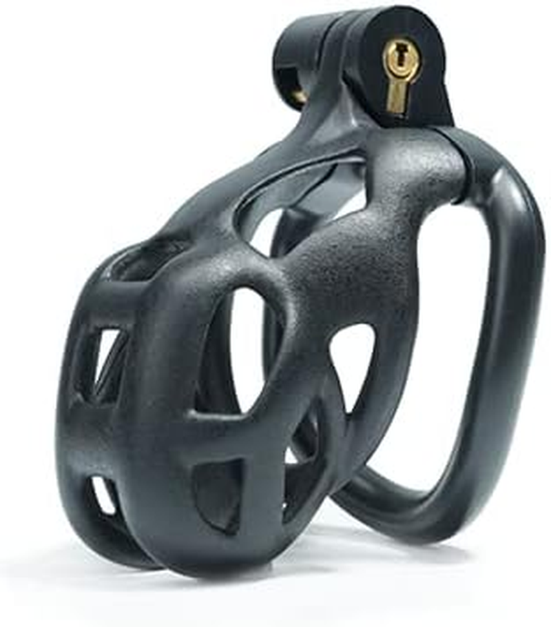 Male Chastity Cage with Lock & 4 Rings Resin Virginity for Men Cock Cage Chastity Device Male Restraint (Micro)