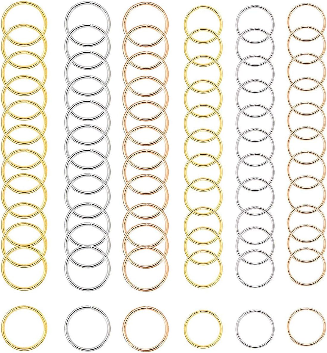 180Pcs Hair Rings, Hair Hoops Braid Rings Hair Loop Clips for Punk Hip-Hop DIY Hairstyle Decoration 3 Colors /2 Sizes