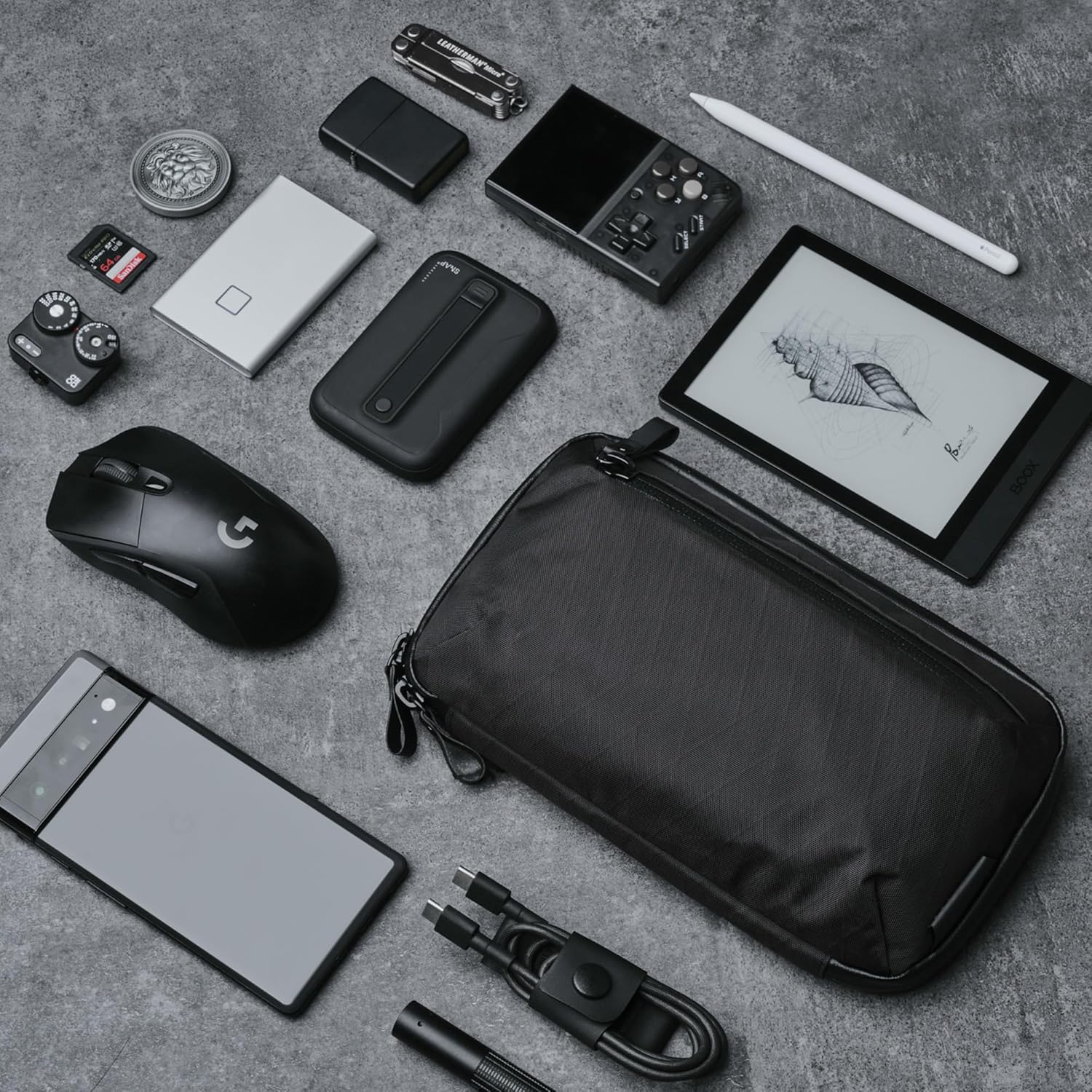 ALPAKA Tech Case Mini - 1.7L Small Travel Organizer Pouch for Electronics, Cables, Cell Phone, Weatherproof Fabric EDC Pouch,Black VX42 image number 1