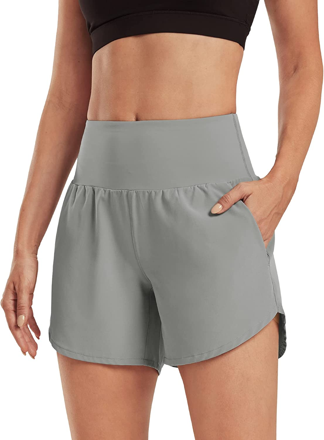 G4Free Women 5 Inches Running Shorts Quick Dry Lightweight Short Pants with Pockets for Workout Gym Sports