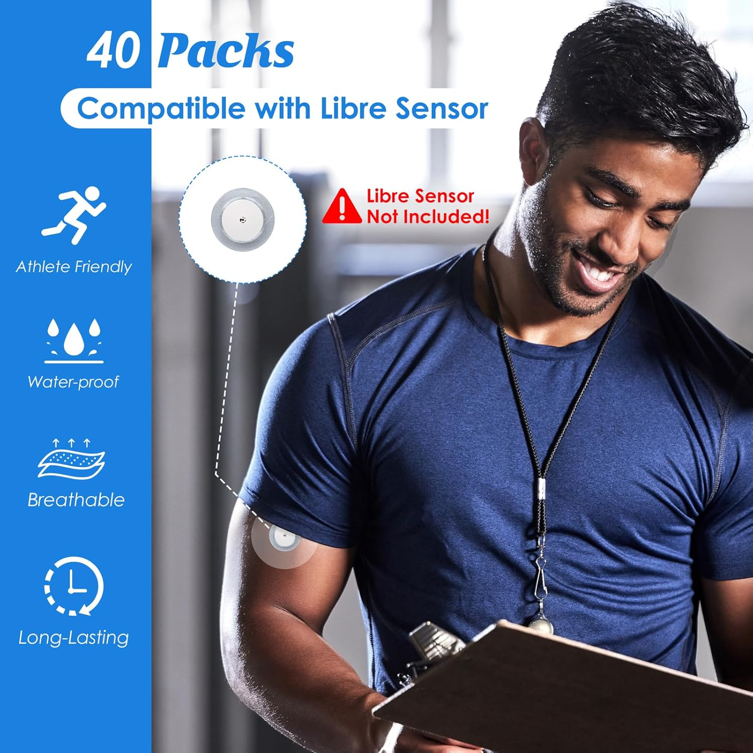 YOUSHARES Continuous Glucose Monitor Patch for Freestyle Libre 2, 40 Packs Libre 2 CGM Sensor Patches Waterproof Adhesive Patches Diabetic Sensor Covers Easy to Use Pre-Cut Adhesive Tape(Transparent) image number 2